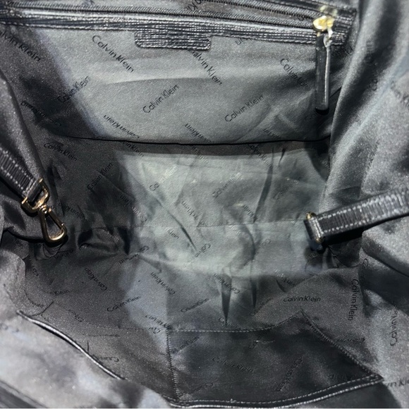 🔥SALE Calvin Klein Double Loop Handle Shoulder Tote Bag Black - Picture 4 of 10